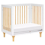 Mini-lit convertible et lit jumeau Babyletto Lolly 4-en-1 avec kit de conversion pour lit de tout-petit - Blanc et naturel