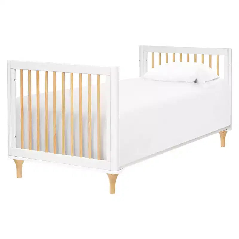 Mini-lit convertible et lit jumeau Babyletto Lolly 4-en-1 avec kit de conversion pour lit de tout-petit - Blanc et naturel