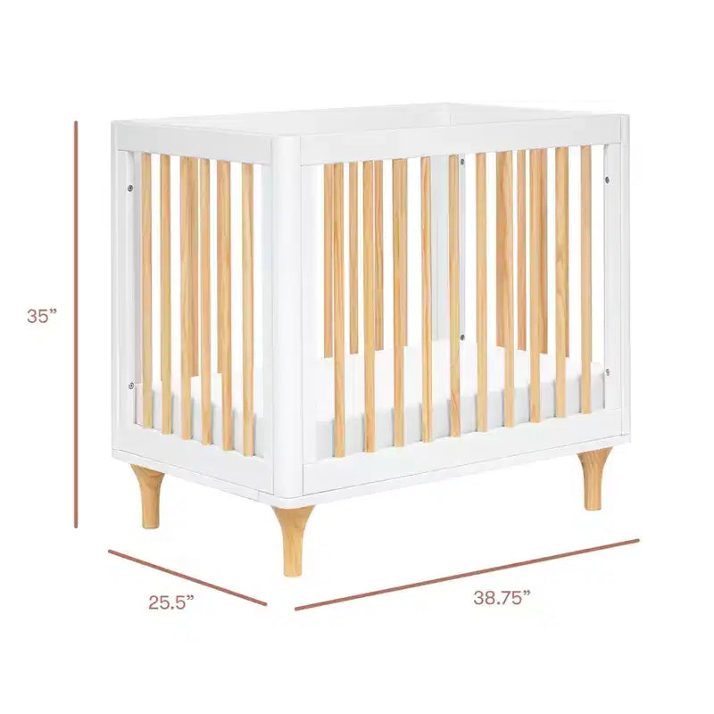 Mini-lit convertible et lit jumeau Babyletto Lolly 4-en-1 avec kit de conversion pour lit de tout-petit - Blanc et naturel