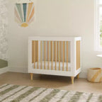 Mini-lit convertible et lit jumeau Babyletto Lolly 4-en-1 avec kit de conversion pour lit de tout-petit - Blanc et naturel