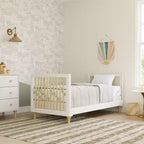 Mini-lit convertible et lit jumeau Babyletto Lolly 4-en-1 avec kit de conversion pour lit de tout-petit - Blanc et naturel