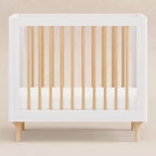 Mini-lit convertible et lit jumeau Babyletto Lolly 4-en-1 avec kit de conversion pour lit de tout-petit - Blanc et naturel
