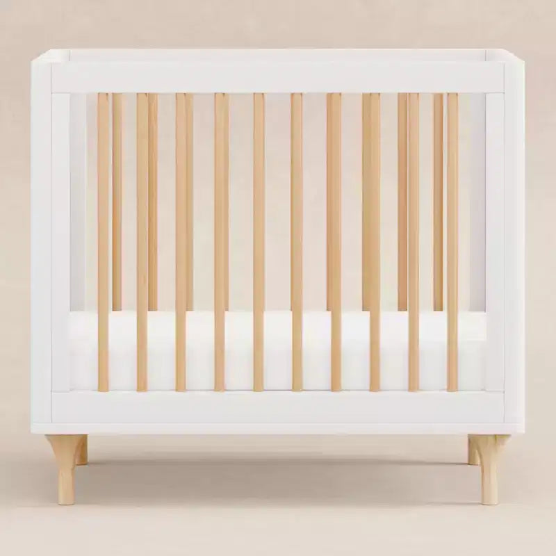 Mini-lit convertible et lit jumeau Babyletto Lolly 4-en-1 avec kit de conversion pour lit de tout-petit - Blanc et naturel