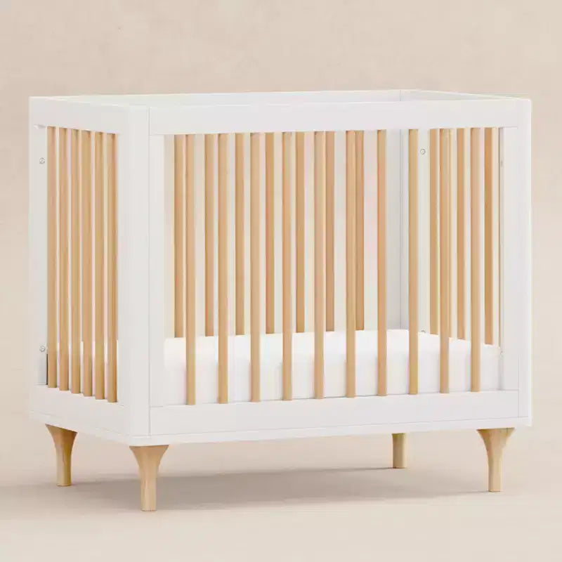 Mini-lit convertible et lit jumeau Babyletto Lolly 4-en-1 avec kit de conversion pour lit de tout-petit - Blanc et naturel