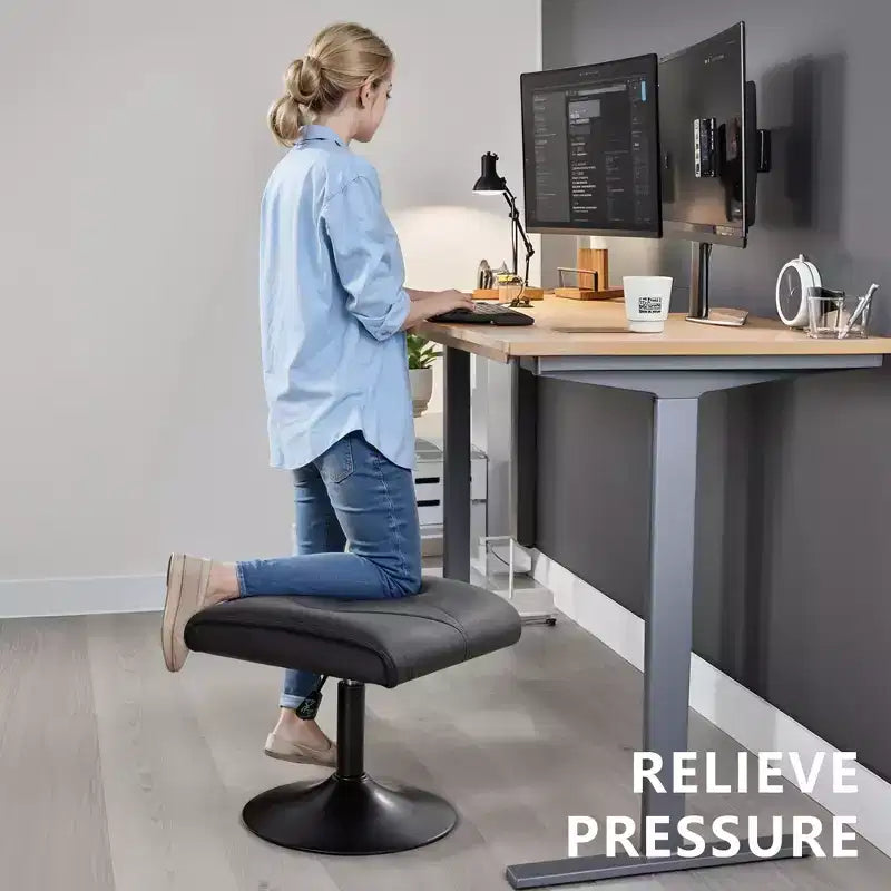 VECELO Repose-pieds Ottoman sous le bureau, en PU, réglable en hauteur, avec rembourrage confortable