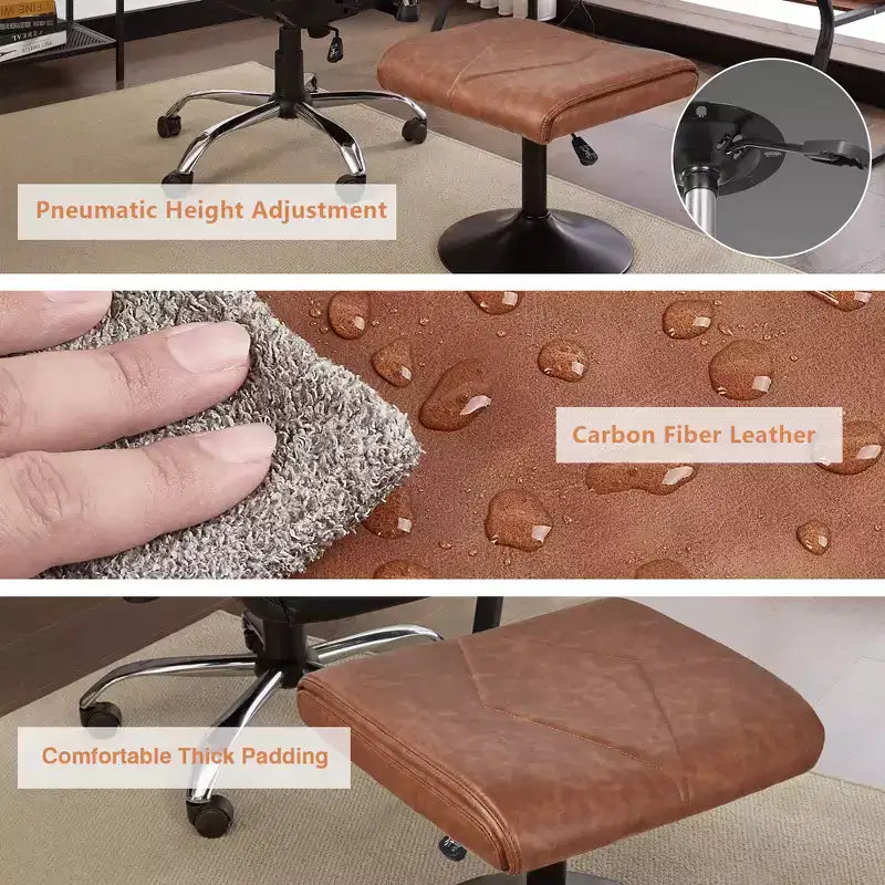 VECELO Repose-pieds Ottoman sous le bureau, en PU, réglable en hauteur, avec rembourrage confortable