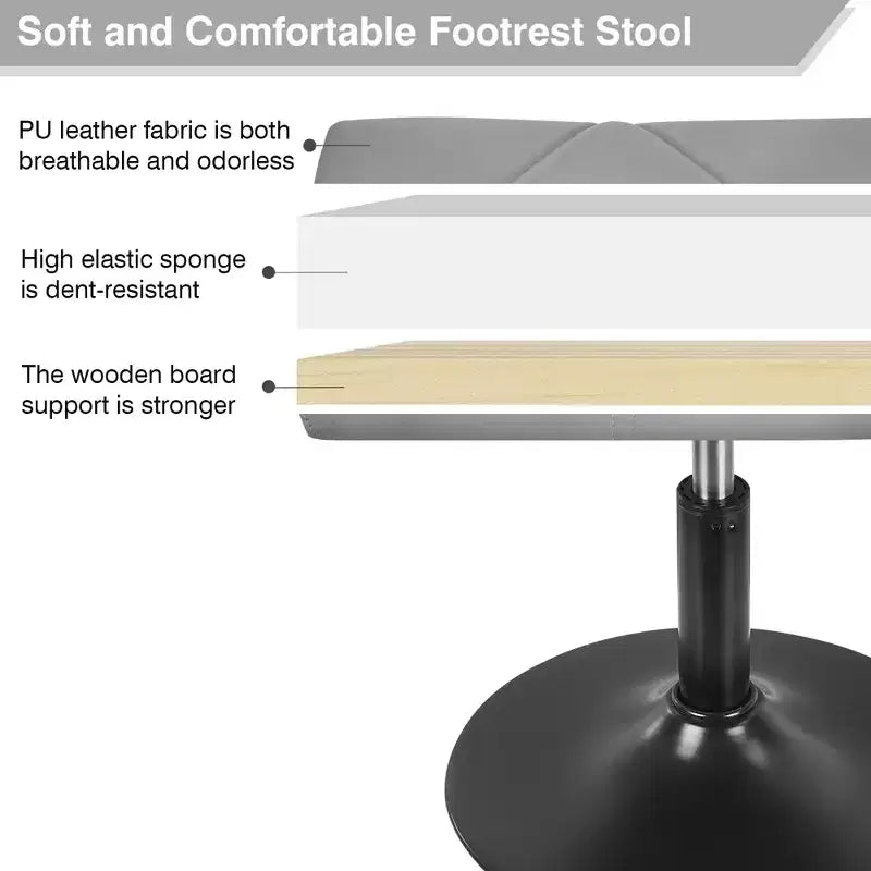 VECELO Repose-pieds Ottoman sous le bureau, en PU, réglable en hauteur, avec rembourrage confortable