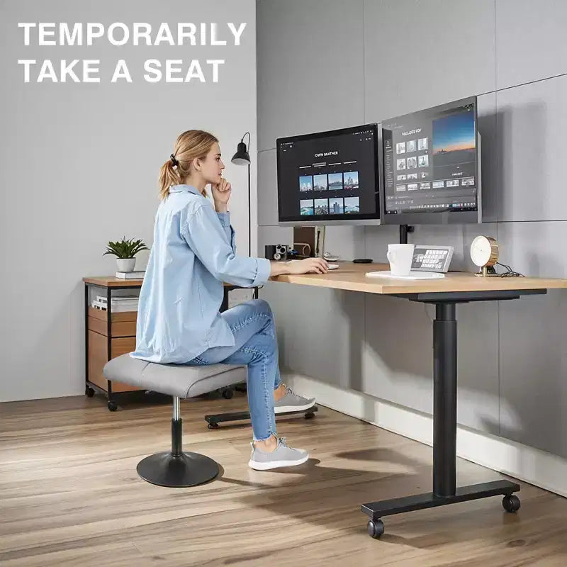VECELO Repose-pieds Ottoman sous le bureau, en PU, réglable en hauteur, avec rembourrage confortable