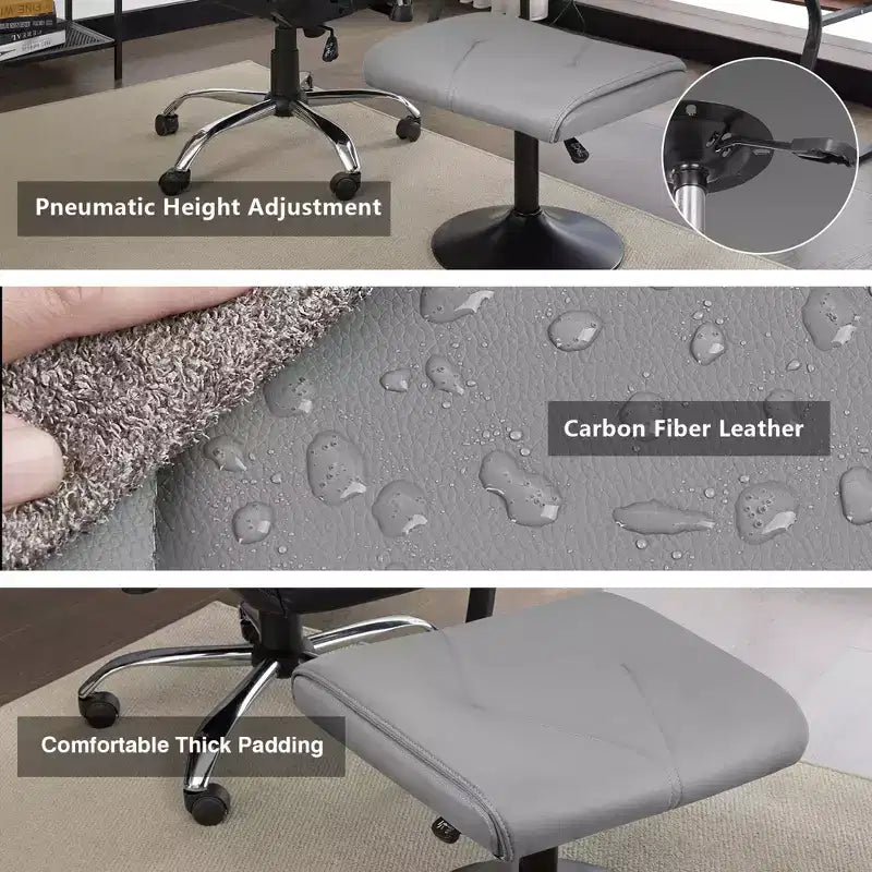 VECELO Repose-pieds Ottoman sous le bureau, en PU, réglable en hauteur, avec rembourrage confortable