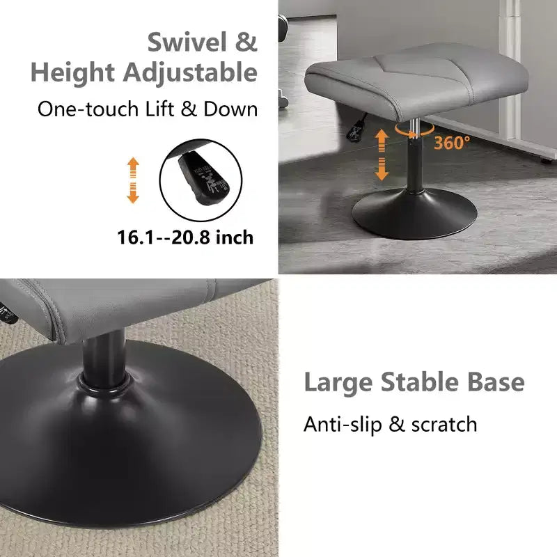 VECELO Repose-pieds Ottoman sous le bureau, en PU, réglable en hauteur, avec rembourrage confortable