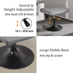 VECELO Repose-pieds Ottoman sous le bureau, en PU, réglable en hauteur, avec rembourrage confortable