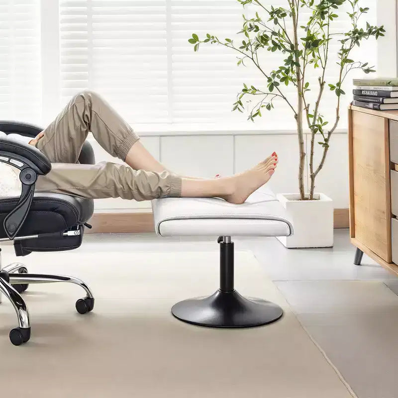 VECELO Repose-pieds Ottoman sous le bureau, en PU, réglable en hauteur, avec rembourrage confortable