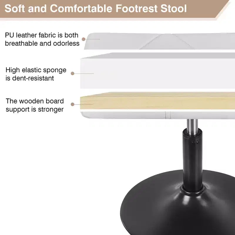 VECELO Repose-pieds Ottoman sous le bureau, en PU, réglable en hauteur, avec rembourrage confortable
