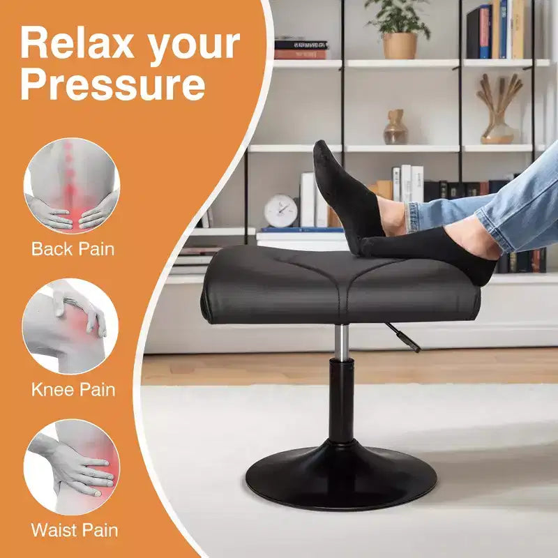 VECELO Repose-pieds Ottoman sous le bureau, en PU, réglable en hauteur, avec rembourrage confortable
