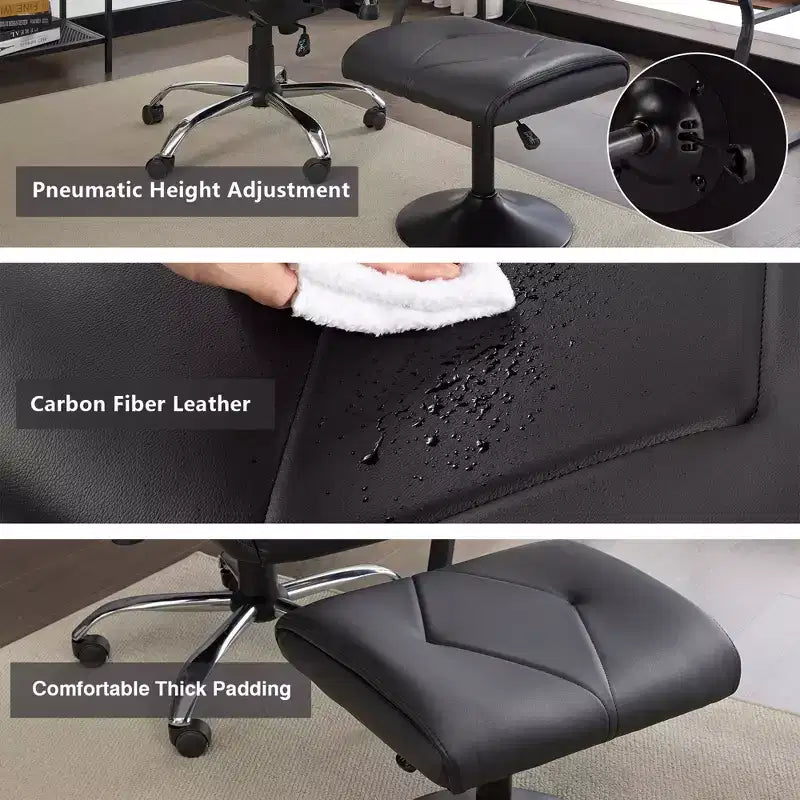 VECELO Repose-pieds Ottoman sous le bureau, en PU, réglable en hauteur, avec rembourrage confortable