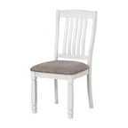 Lot de 2 chaises de salle à manger Royal Hampton, bois blanc rustique, tissu gris, dossier à lattes