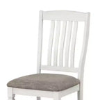 Lot de 2 chaises de salle à manger Royal Hampton, bois blanc rustique, tissu gris, dossier à lattes