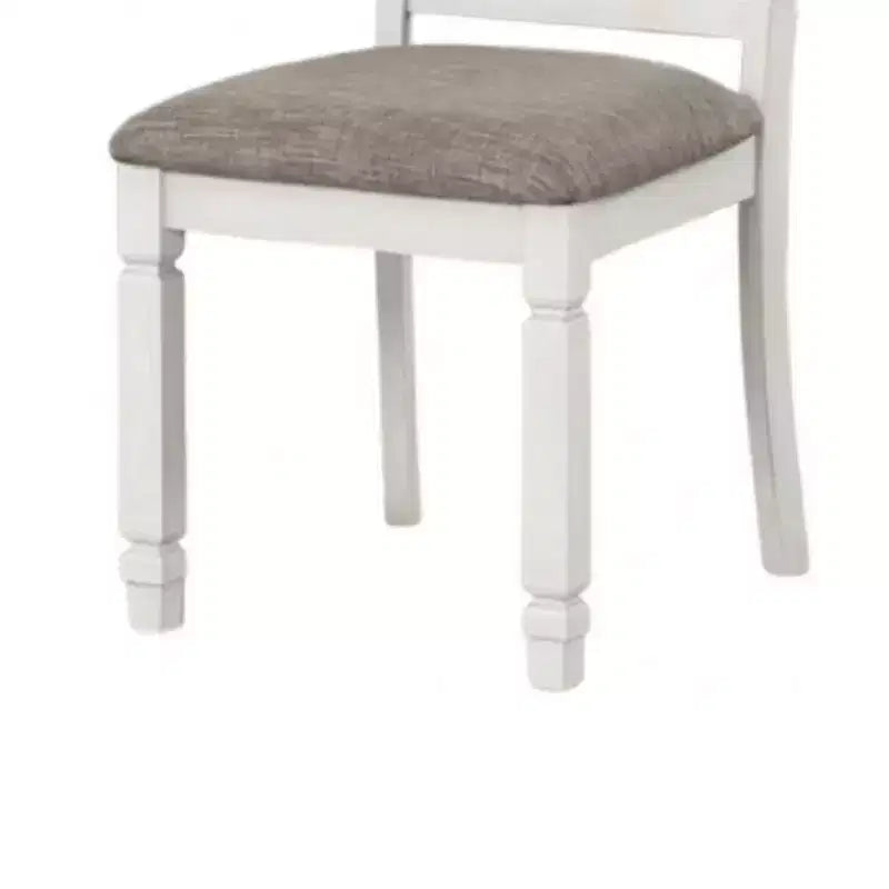 Lot de 2 chaises de salle à manger Royal Hampton, bois blanc rustique, tissu gris, dossier à lattes