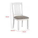 Lot de 2 chaises de salle à manger Royal Hampton, bois blanc rustique, tissu gris, dossier à lattes