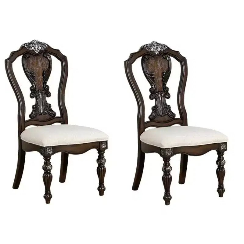 Chaise de salle à manger Royal Hampton (lot de 2), bois foncé sculpté orné