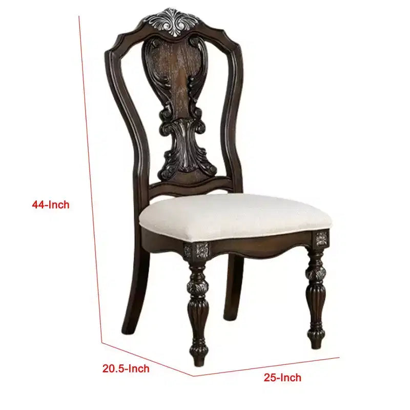 Chaise de salle à manger Royal Hampton (lot de 2), bois foncé sculpté orné