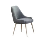 Lot de 2 chaises de salle à manger Royal Hampton, Boucle bleu clair, Métal blanc cassé