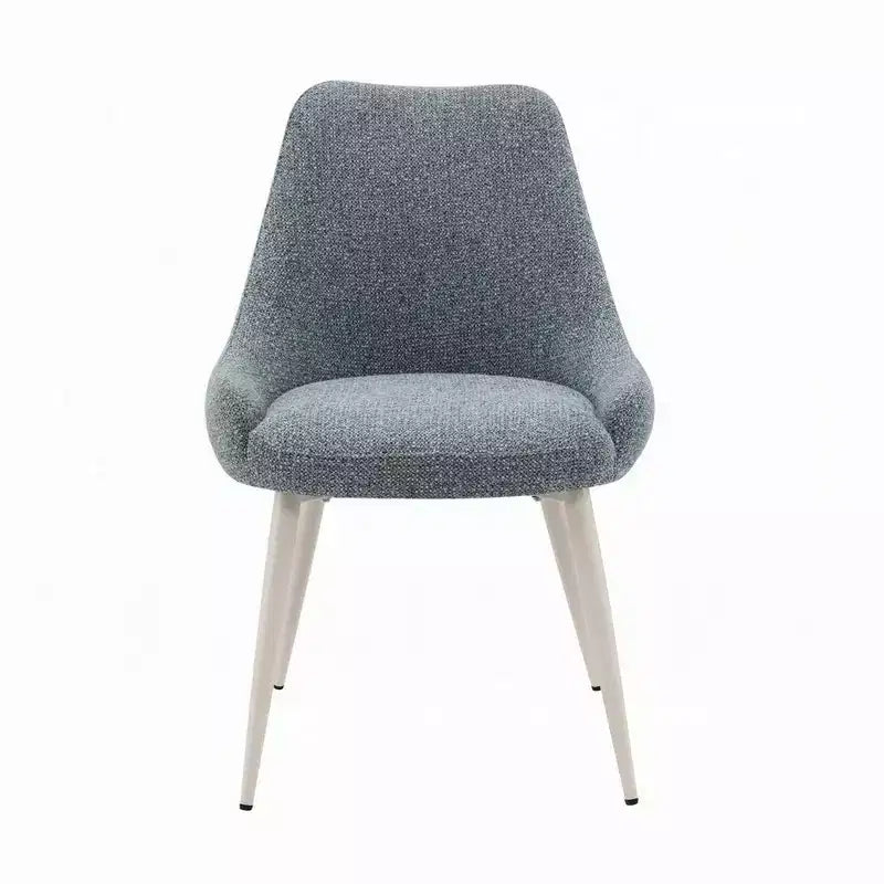 Lot de 2 chaises de salle à manger Royal Hampton, Boucle bleu clair, Métal blanc cassé