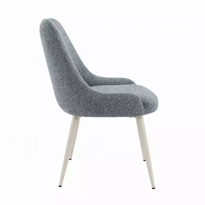 Lot de 2 chaises de salle à manger Royal Hampton, Boucle bleu clair, Métal blanc cassé