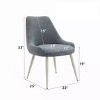 Lot de 2 chaises de salle à manger Royal Hampton, Boucle bleu clair, Métal blanc cassé