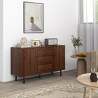 Meuble de rangement HOMCOM, buffet avec 2 placards, 3 tiroirs et étagères réglables, table de buffet pour salon, entrée, marron rustique
