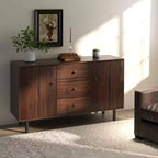 Meuble de rangement HOMCOM, buffet avec 2 placards, 3 tiroirs et étagères réglables, table de buffet pour salon, entrée, marron rustique