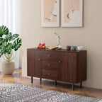 Meuble de rangement HOMCOM, buffet avec 2 placards, 3 tiroirs et étagères réglables, table de buffet pour salon, entrée, marron rustique