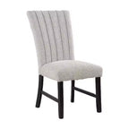 Chaise de salle à manger Royal Hampton, lot de 2, dossier capitonné vertical en boucle grise, pieds noirs