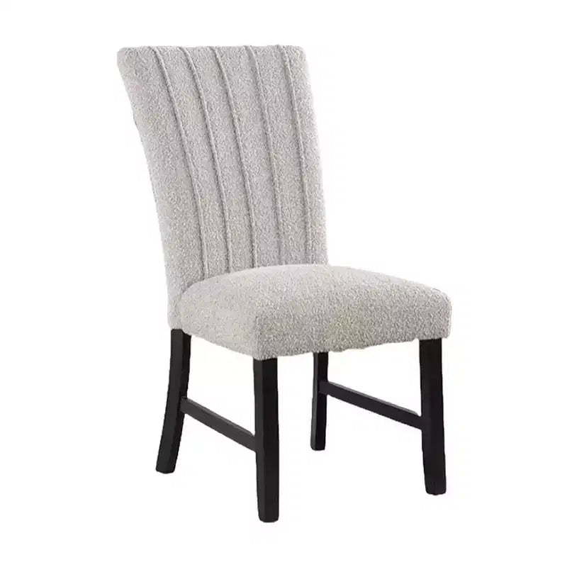 Chaise de salle à manger Royal Hampton, lot de 2, dossier capitonné vertical en boucle grise, pieds noirs