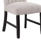 Chaise de salle à manger Royal Hampton, lot de 2, dossier capitonné vertical en boucle grise, pieds noirs