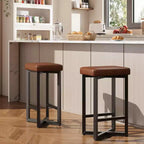 Tabourets de bar modernes lot de 2/4, tabourets de bar sans dossier hauteur de comptoir de 62,5 cm, sièges rembourrés en cuir PU avec cadre en X en métal et repose-pieds, pour la maison