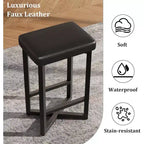 Tabourets de bar modernes lot de 2/4, tabourets de bar sans dossier hauteur de comptoir de 62,5 cm, sièges rembourrés en cuir PU avec cadre en X en métal et repose-pieds, pour la maison