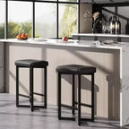 Tabourets de bar modernes lot de 2/4, tabourets de bar sans dossier hauteur de comptoir de 62,5 cm, sièges rembourrés en cuir PU avec cadre en X en métal et repose-pieds, pour la maison
