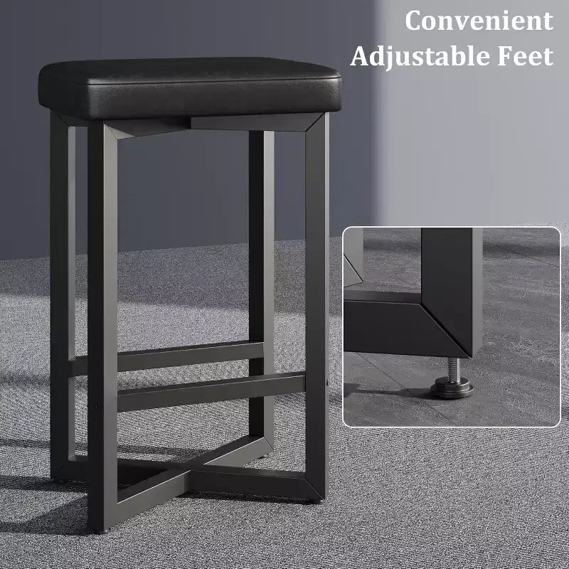 Tabourets de bar modernes lot de 2/4, tabourets de bar sans dossier hauteur de comptoir de 62,5 cm, sièges rembourrés en cuir PU avec cadre en X en métal et repose-pieds, pour la maison