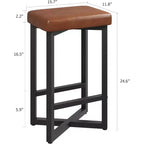 Tabourets de bar modernes lot de 2/4, tabourets de bar sans dossier hauteur de comptoir de 62,5 cm, sièges rembourrés en cuir PU avec cadre en X en métal et repose-pieds, pour la maison