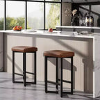 Tabourets de bar modernes lot de 2/4, tabourets de bar sans dossier hauteur de comptoir de 62,5 cm, sièges rembourrés en cuir PU avec cadre en X en métal et repose-pieds, pour la maison