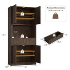 Meuble de Rangement Haut de 70 po avec Comptoir, Meubles Hauts Canné avec Portes et Tiroir, pour Salle de Bain, Salle à Manger, Salon