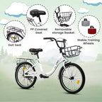 Vélo Okak 20 pouces pour enfant avec cadre en acier léger, vélos cruiser pour enfants avec frein à rétropédalage et frein en V, mini-vélo avec protège-chaîne et porte-bagages arrière