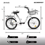 Vélo Okak 20 pouces pour enfant avec cadre en acier léger, vélos cruiser pour enfants avec frein à rétropédalage et frein en V, mini-vélo avec protège-chaîne et porte-bagages arrière