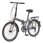 Vélo pliant Okak 24 pouces avec garde-boue et double frein en V, vélo de ville avec cadre en acier et porte-bagages, vélos de croisière pour hommes et femmes
