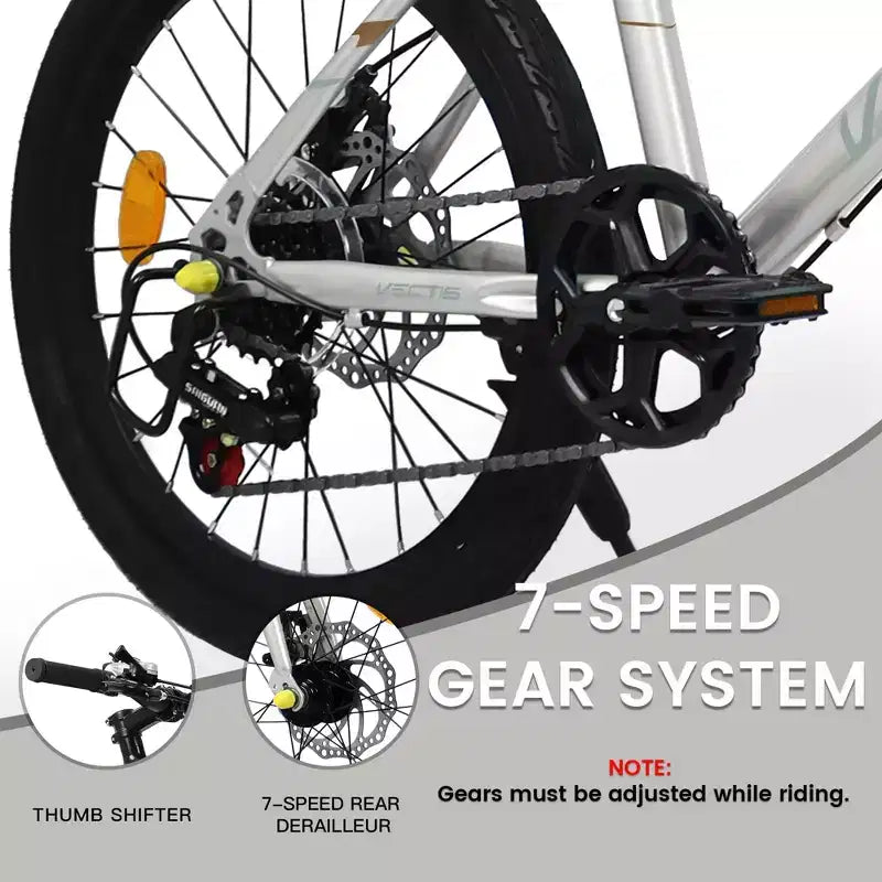 Vélo enfant Okak 20" avec 7 vitesses et cadre en acier, vélo enfant avec double freins à disque et pneus de 1,75", vélos cruiser pour garçons et filles