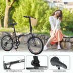 Vélo Pliant Okak 20 pouces avec Panier Avant, Support Téléphone et Garde-Boue, Vélo Adulte 6 Vitesses avec Cadre en Acier et Double Frein V-Brake, Vélo pour Hommes et Femmes