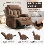 Fauteuil inclinable, pivotant à 360° et à bascule GustoWave en tissu, avec fonctions chauffante et massante, et extra large, pour adultes