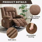 Fauteuil inclinable, pivotant à 360° et à bascule GustoWave en tissu, avec fonctions chauffante et massante, et extra large, pour adultes