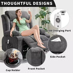 Fauteuil inclinable, pivotant à 360° et à bascule GustoWave en tissu, avec fonctions chauffante et massante, et extra large, pour adultes